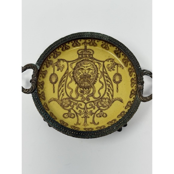 Vintage LEE WONG 1895 Porcelain Bronze Footed Dish